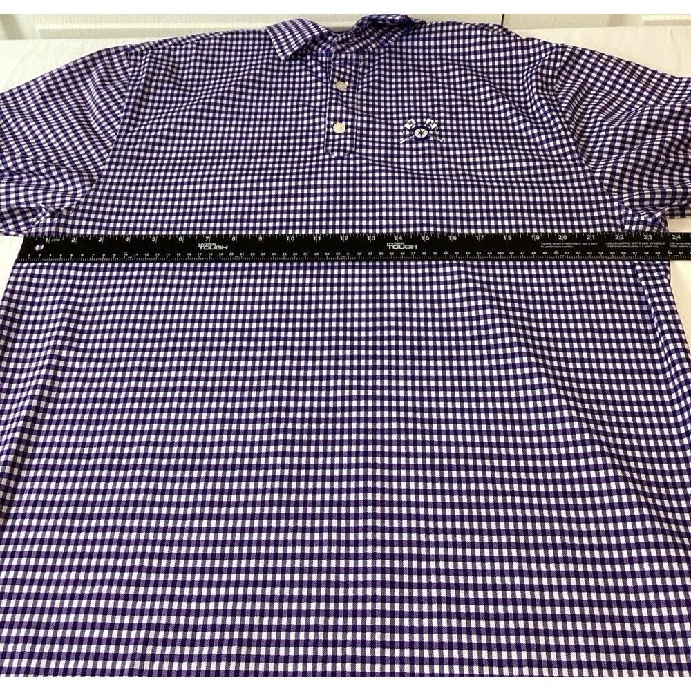 FootJoy Polo Shirt Men’s Size L Color Purple White Checkered Embroidered Golf - Picture 6 of 7